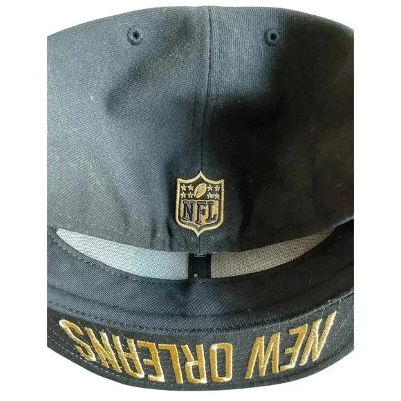 NFL New Era New Orleans Saints 59Fifty Hat Cap Sz 7 3/4 Embroidered Gold Brim - Picture 6 of 9